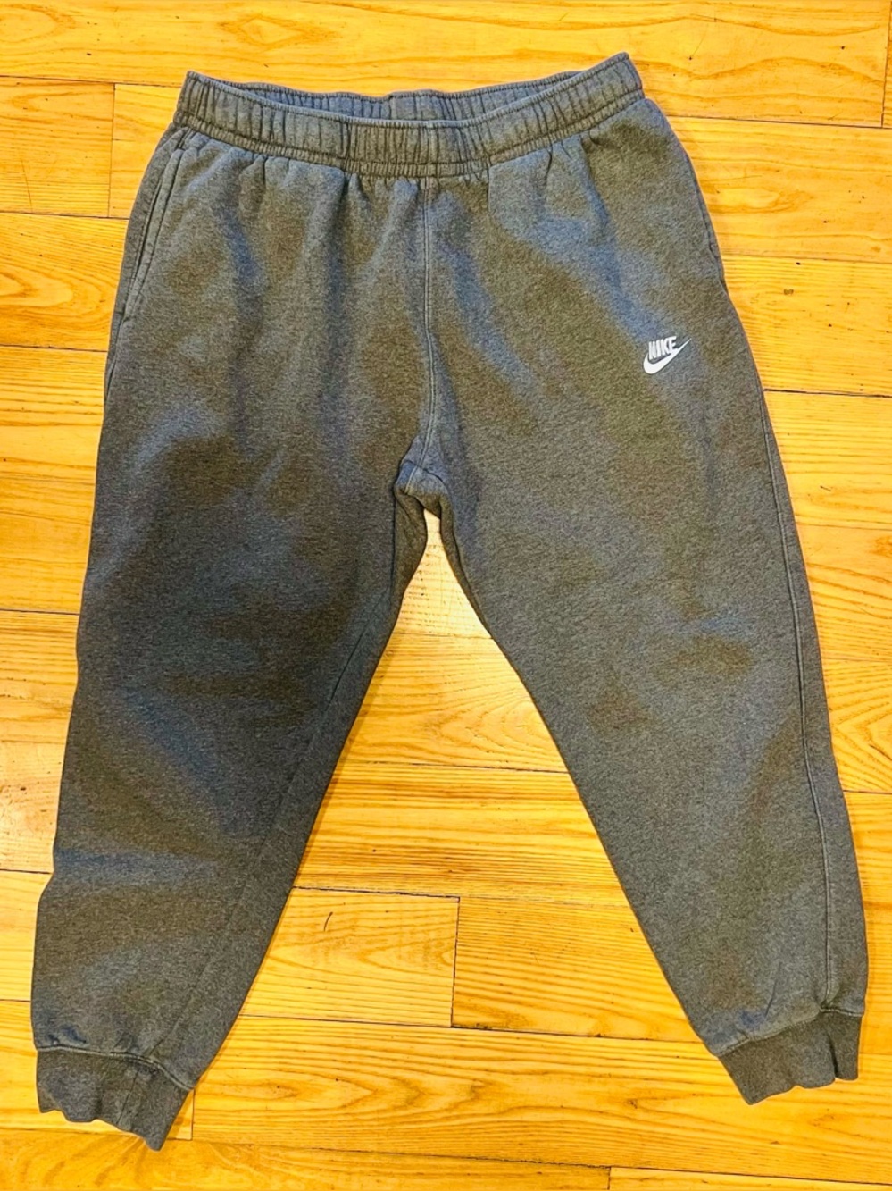 Nike Charcoal Gray Jogger Sweatpants with White embroidered Swoosh